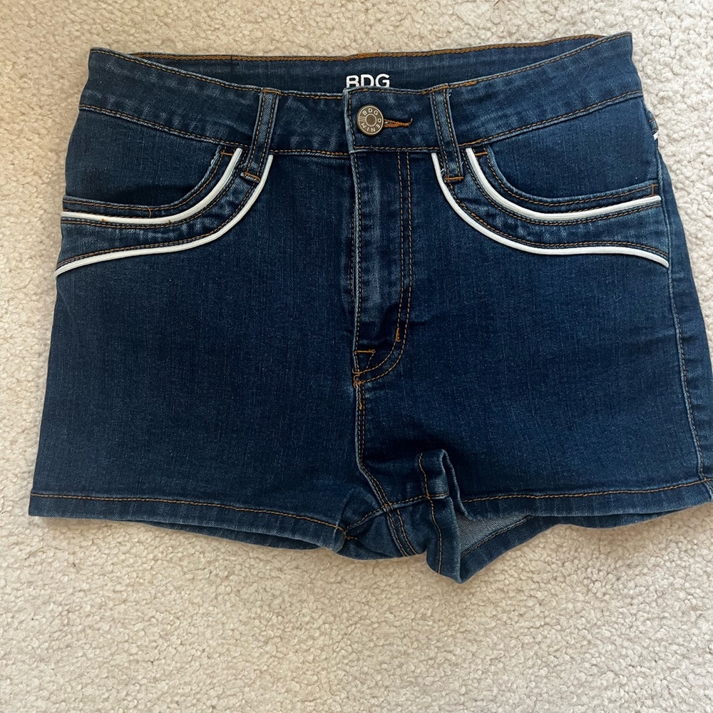 BDG Indigo Denim Shorts with White Accents